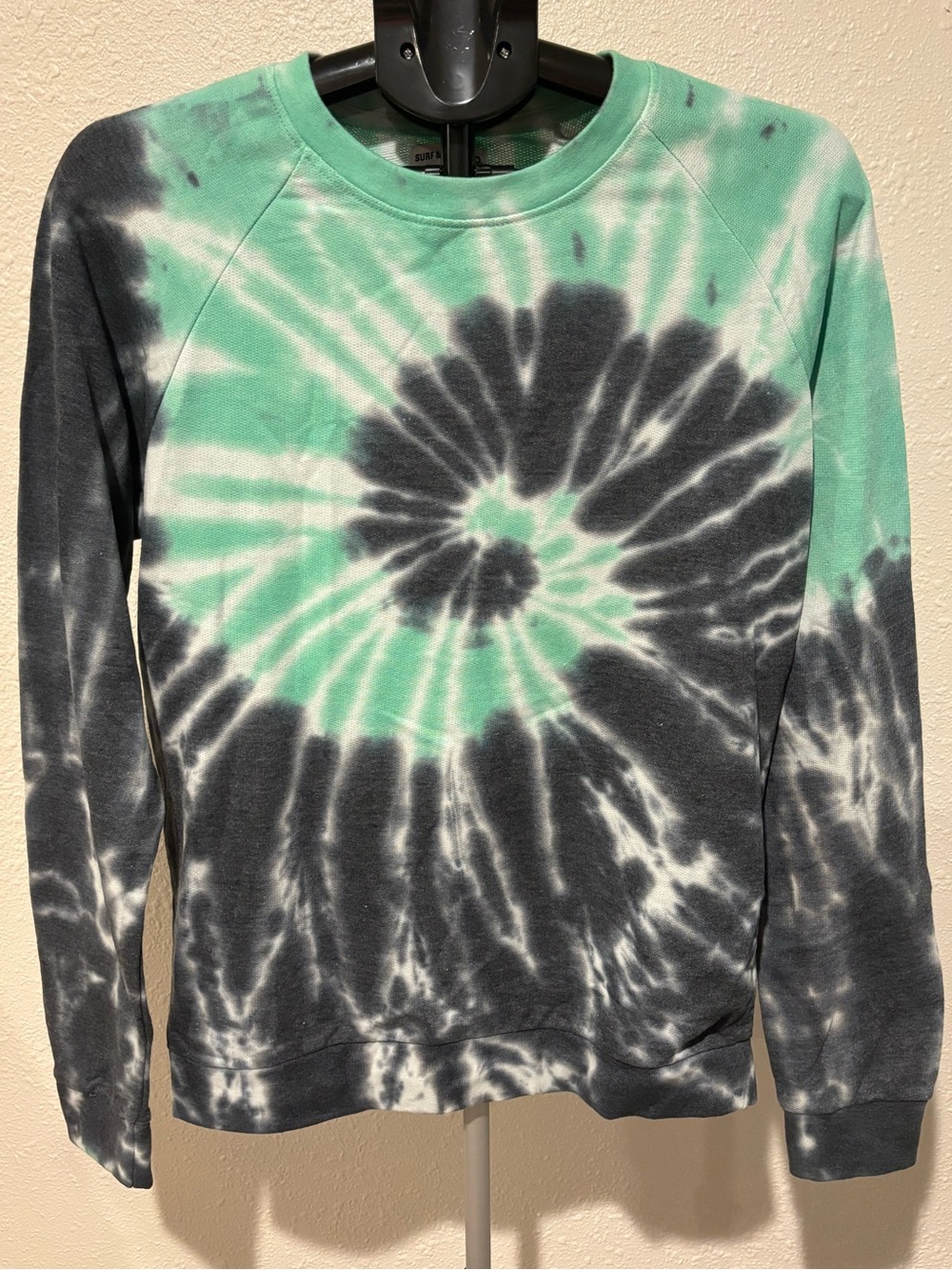 Men's Tie-Dye Crewneck Sweatshirt in Mint & Charcoal